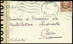 N°517, replié, obl Granville (6.6.44 - jour du débarquement) sur une petite lettre pour Caen avec cachet ovale bleue "Ouvert par les autorités de contrôle CA". TB