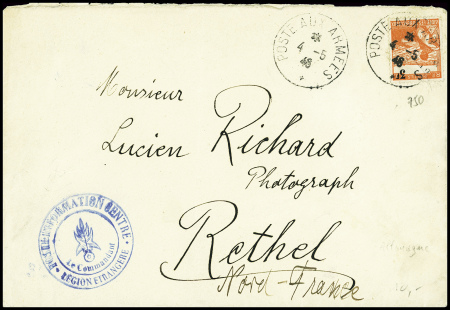 N°750 obl CAD "Poste aux armées" (4.5.45) Allemagne) sur lettre avec cachet bleu "information centre légion étrangère - le commandant". TB