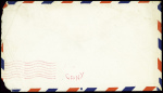 USA n°458 + PA31 obl Flushing, NY (3.8.44) sur lettre vers le croiseur Gloire avec au verso obl mec rouge à 7 lignes ondulées "CPNY" (centre postal de New York). TB