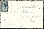 Maroc PA n°4 obl Saffi Maroc (7.4.22) sur carte postale avec griffe violette "Inauguration avion Safi Casablanca Toulouse". RR