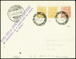 Brésil n°171 en paire + 174 obl Rio de Janeiro (12.12.1927) sur lettre pour Santiago du Chili (arrivée 13.12.27) avec griffe violette "Raid" : Rio de Janeiro à Santiago 2ème traversée de la Cordillère des Andes - le pilo