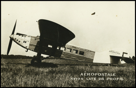 Carte postale photo neuve "Aeropostale avion Laté 28 profil". TB