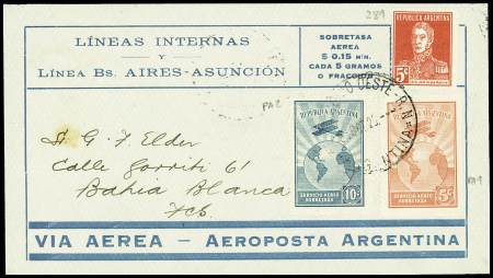 1.11.1929 San Antonio Oeste Bahia Blanca par saint Exupéry (Muller n°73 Argentine) - 17 plis existants. TB