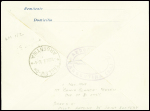 Argentine n°279 + PA1 obl Bahia Blanca (1 nov 1929) sur env entier postal du n°283 : vol Bahia - Blanca Trelew (M70 Argentine - 30 plis existants) avec signature de Saint Exupéry. RRR et TB