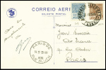 Carte postale Air France Brasil avec légende rectifiée "Centesima travessia" obl Rio 25.7.1936. TB