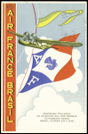 Carte postale Air France Brasil avec légende rectifiée "Centesima travessia" obl Rio 25.7.1936. TB