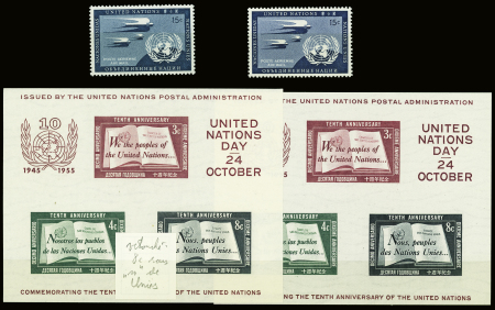 POSTE AERIENNE New-York N°3 +3a bleu de Prusse, + BLOC-FEUILLET