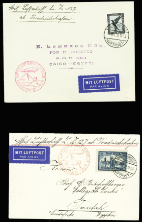 1929 Two Zeppelin covers to EGYPT with two different