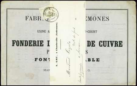 N°52 Rarissime bande journal affranchie avec un N°52.