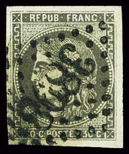 N°47b 30c brun-noir obl. GC TB signé Calves