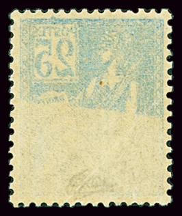 N°118 25c bleu, variété recto verso partiel, neuf *