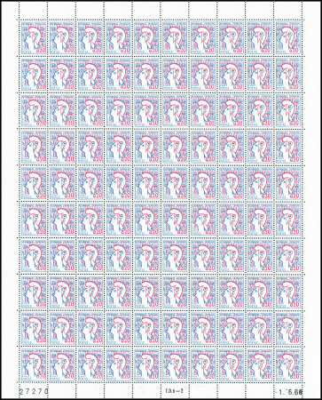 N°1282 Impression double des chiffres feuille de 1