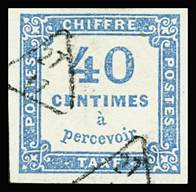 N°7 40c bleu (oblitération de complaisance) TB
