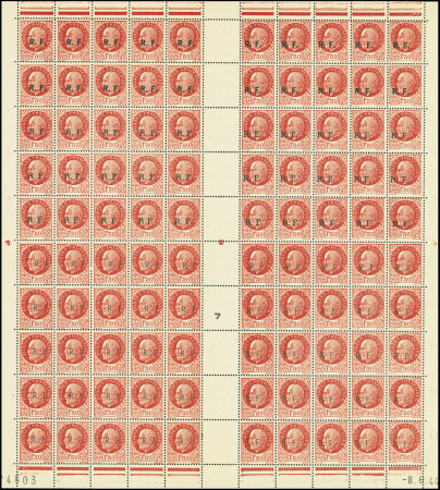 Bordeaux 1f50 Pétain feuille de 100t avec les 3 ty