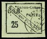 N°15 25c noir sur vert obl TB