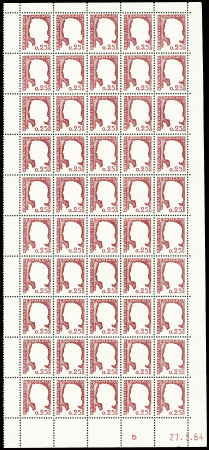 N°1263g Marianne de Décaris, gris omis en demi-feuille