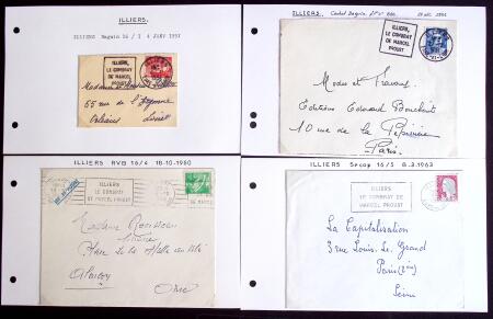 ILLIERS, 18 Lettres entre l'An II et 1967, MP, càd, affranchissements et oblitérations divers, TB