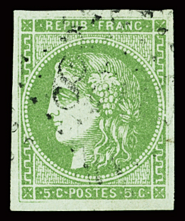 N°42B 5c. vert-jaune Report 2, obl. GC, TB. Signé JF.Brun