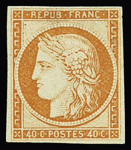 N°5 40c. orange, neuf sans gomme, aminci, TB d'aspect.