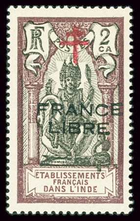 N°177a 2 ca. brun-violet et noir FRANCE LIBRE seul