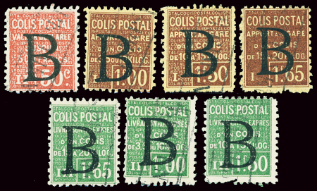 N°101 à 107, série surchargée B de 1936, surchargés