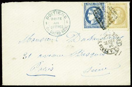 Cachet bleu "POITIERS - Boite aux lettres - du Grand-Hotel"