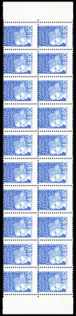 N°3085 4f40 bleu, en bloc de 20 timbres avec 10 paires,