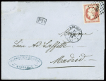 2 lettres : n°17A obl PC 2340 + T15 Orléans (1857) et n°17B obl PC 1896 + T15 "4 Marseille 4" (1861). TB