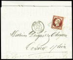 2 lettres : n°17A obl PC 2340 + T15 Orléans (1857) et n°17B obl PC 1896 + T15 "4 Marseille 4" (1861). TB