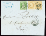 N°20 + 28 en paire obl GC 2145A + CAD "Lyon les Terreaux" (9 sept 71) sur lettre. TB