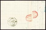 N°37 en paire obl GC 549 + T 17 Boulogne-s-Mer (1 sept 1871 - 1er jour du Tarif) sur lettre en double port. Rare et TB