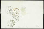 N°45 en paire obl GC 117 + T17 Antibes (87) (22 avril 1871) sur lettre pour Naples. TB