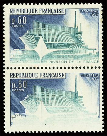 N°1519 expo de Montréal, variété impression défectueuse