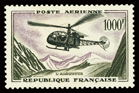N°37 1000f Alouette, variété impression sur raccord