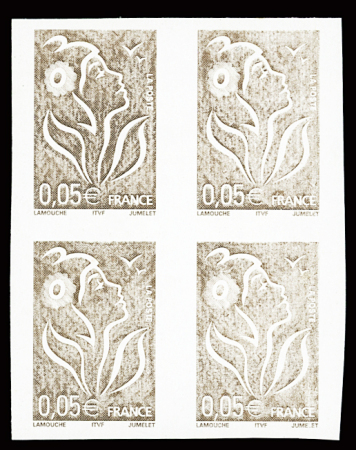N°3754 variété impression dépouillée et ND, bloc de