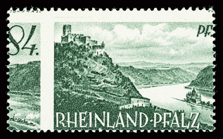 ETAT RHENO-PALATIN N°14 84pf vert, variété piquage