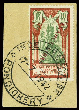 N°136ba 10ca surchargé FRANCE LIBRE en rouge inversée,