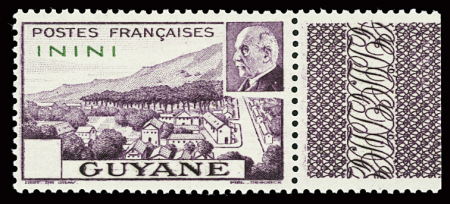 N°51a 1f lilas GUYANE, variété sans indication de valeur,