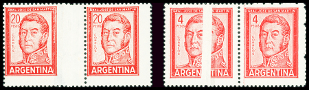 N°605 20 Pesos rouge, variété pli accordéon sur 2 paires,