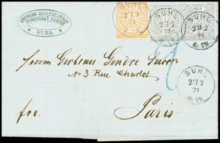 1871 (2 Feb.), Letter from Suhl to Paris bearing 1869