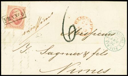 1866 (25 Aug.), Folded cover from Masstricht to Nimes