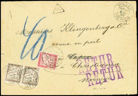1899 (31 May), Enveloppe sent stampless from Millau