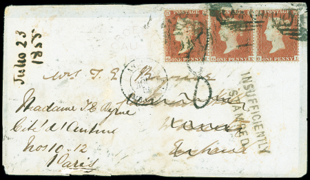 1855, CRIMEAN WAR Envelope bearing 1d red-brown on blued