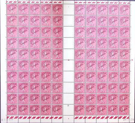 N°48 65c. rose, en feuille de 100, neufs **, TB