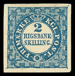 1852, 2RBS Blue, Thiele printing, plate II, N°86, type