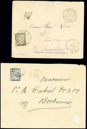 1884 & 1891, Deux enveloppes non-affranchies de Cayenne