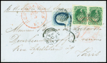 1855, Folded cover from New Orleans to Paris, bearing