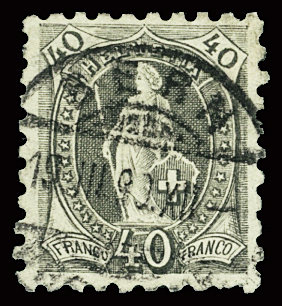 1888 40C grau, gezähnt 9 1/2, mit Vollstempel BERN