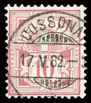 1882 Ziffermuster, weisses Papier, 2C bis 15C, kpl.