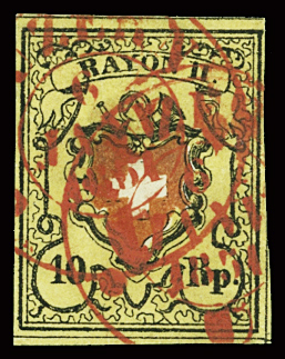 Type 5 A2/LU mit rotem Zweikreisstempel LUZERN 6 JANUAR